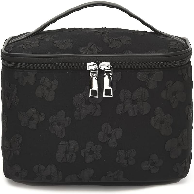 Portable Cosmetic Bag Wrinkled Flower Toiletry Organizer Case Makeup Pouch