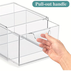 2 Pack Makeup Organizer Clear Plastic Drawer Vanity Kitchen Cabinet Storage