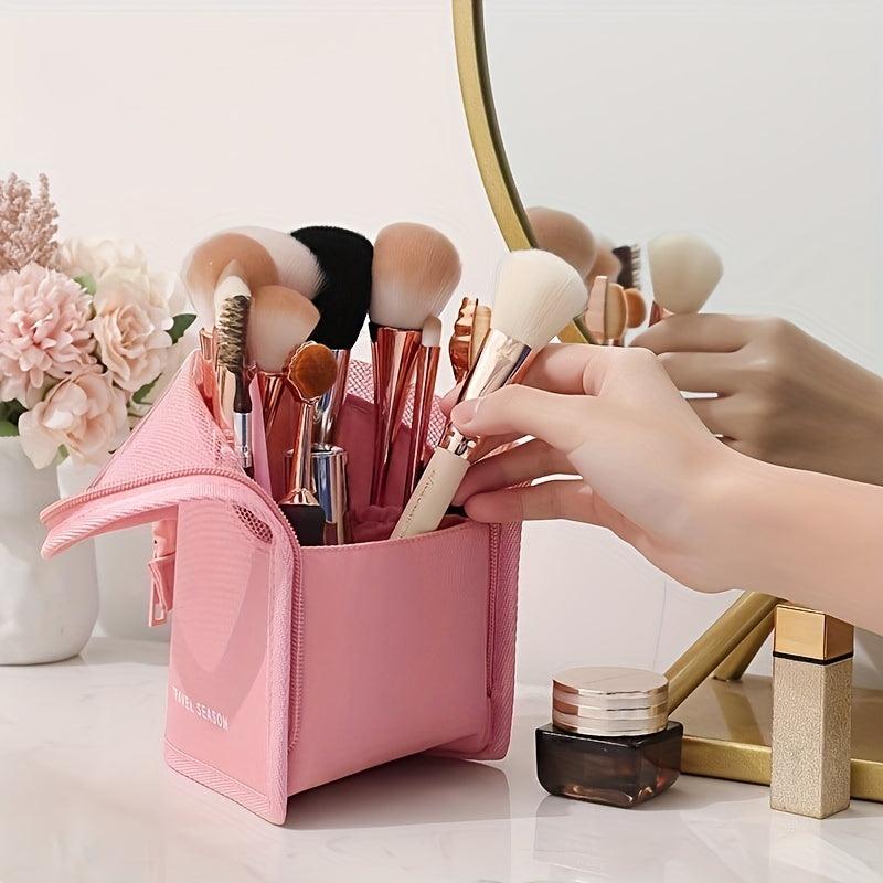 Makeup Brush Organizer Bag Travel Makeup Brushes Holder Stand up Makeup Cup