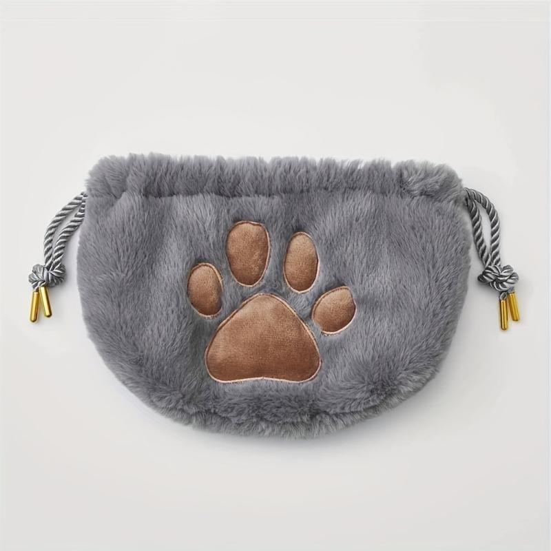 Plush Cat Claw Makeup Bag Dark Gray