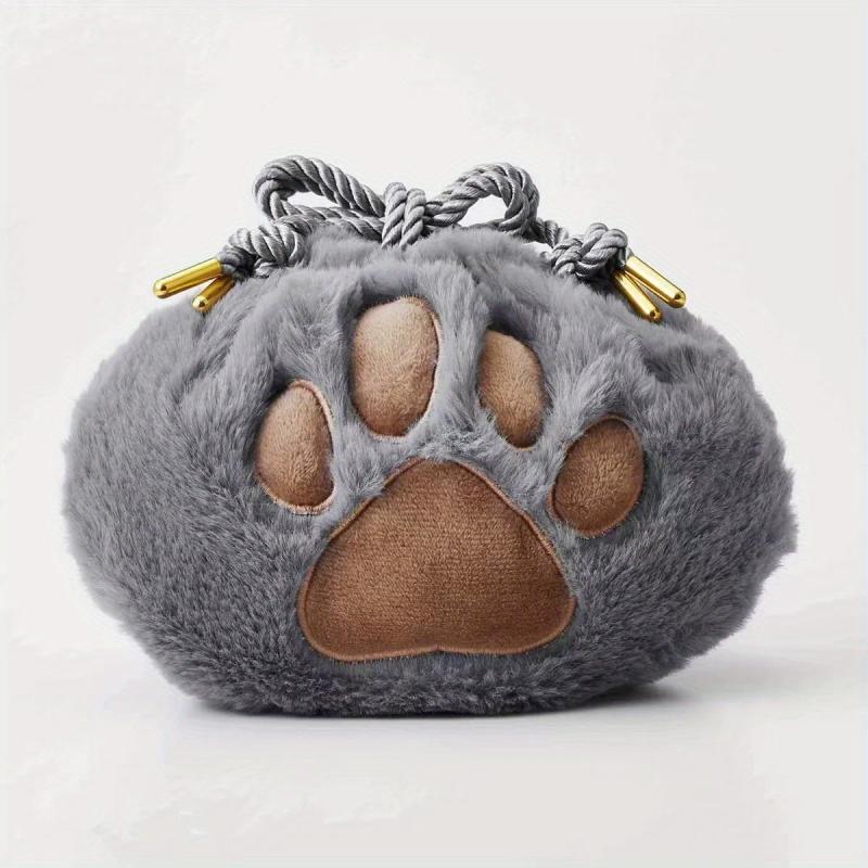 Plush Cat Claw Makeup Bag Dark Gray