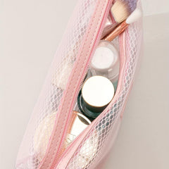 Clear Mesh Pattern Makeup Bag with Wristlet