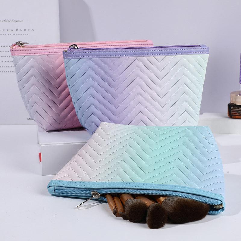 Large Capacity Gradient Makeup Bag Colorful Storage Travel Portable Zipper Bag