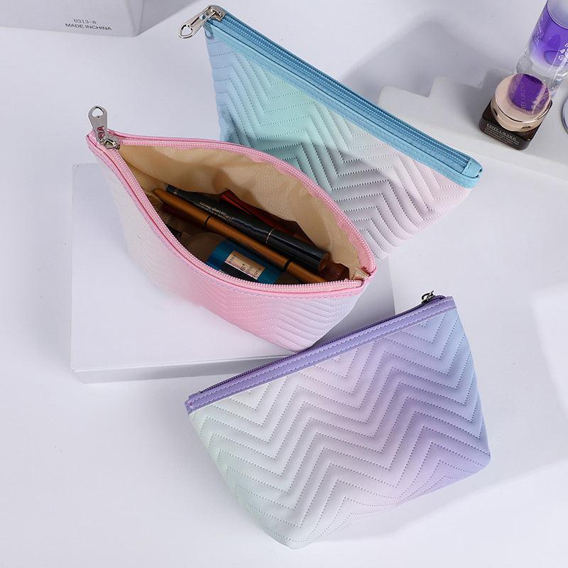Large Capacity Gradient Makeup Bag Colorful Storage Travel Portable Zipper Bag