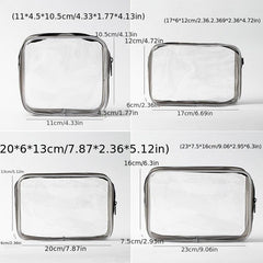 4PCS Transparent PVC Storage Bag Beauty Case Toiletry Bag Zipper Pouch