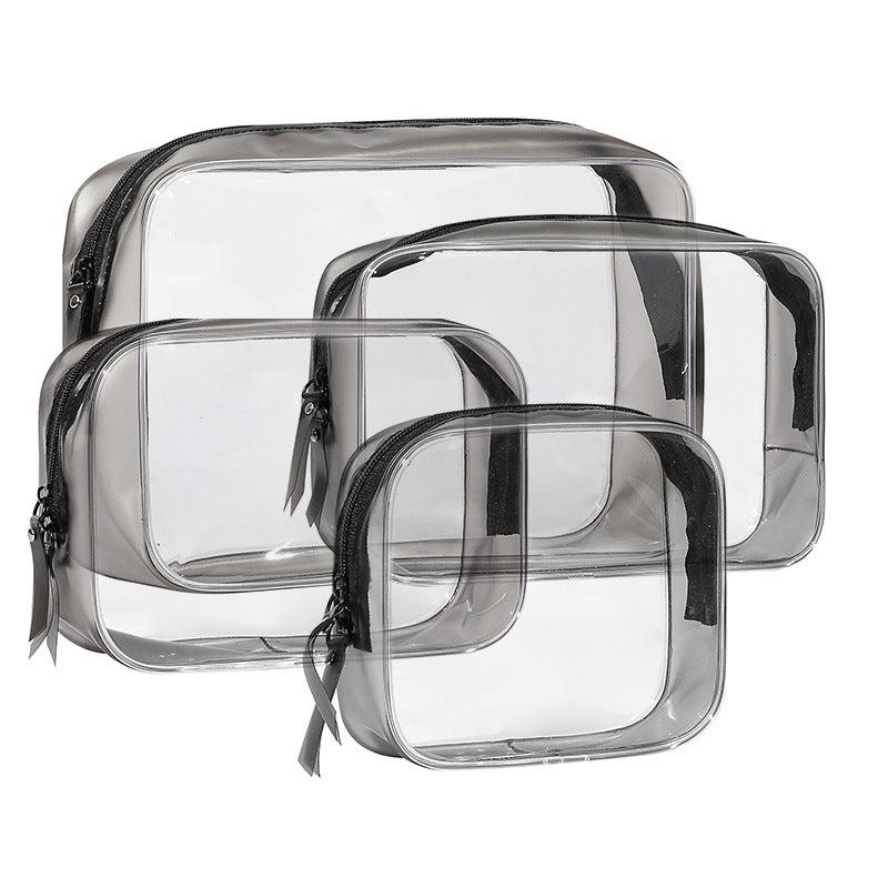 4PCS Transparent PVC Storage Bag Beauty Case Toiletry Bag Zipper Pouch