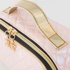 Large Capacity Hand Cosmetic Bag Waterproof Toiletry Handle Zipper Plaid Pattern