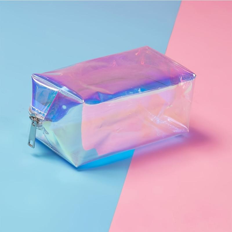 Laser Transparent Makeup Bag Waterproof Storage Bags TPU Cosmetic Zipper Purse