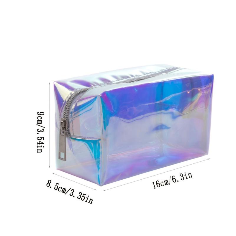 Laser Transparent Makeup Bag Waterproof Storage Bags TPU Cosmetic Zipper Purse