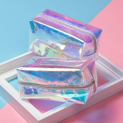 Laser Transparent Makeup Bag Waterproof Storage Bags TPU Cosmetic Zipper Purse