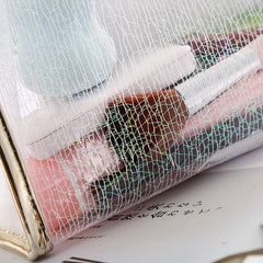 Golden Makeup Pouch Travel Portable Clear Makeup Bag Toiletry Travel Bag