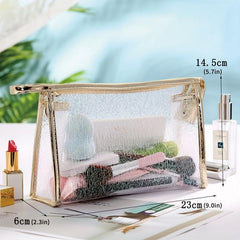 Golden Makeup Pouch Travel Portable Clear Makeup Bag Toiletry Travel Bag