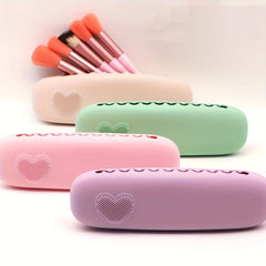 Silicone Makeup Brush Holder & 20 Pcs Protectors Travel Case