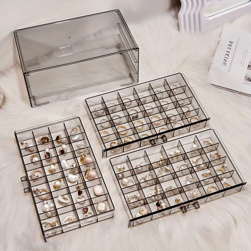 3-Drawer Jewelry Organizer Rings Earrings Holder Clear Box Gift