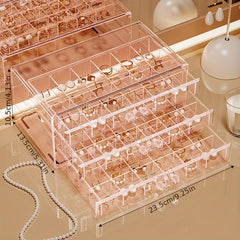 3-Drawer Jewelry Organizer Rings Earrings Holder Clear Box Gift