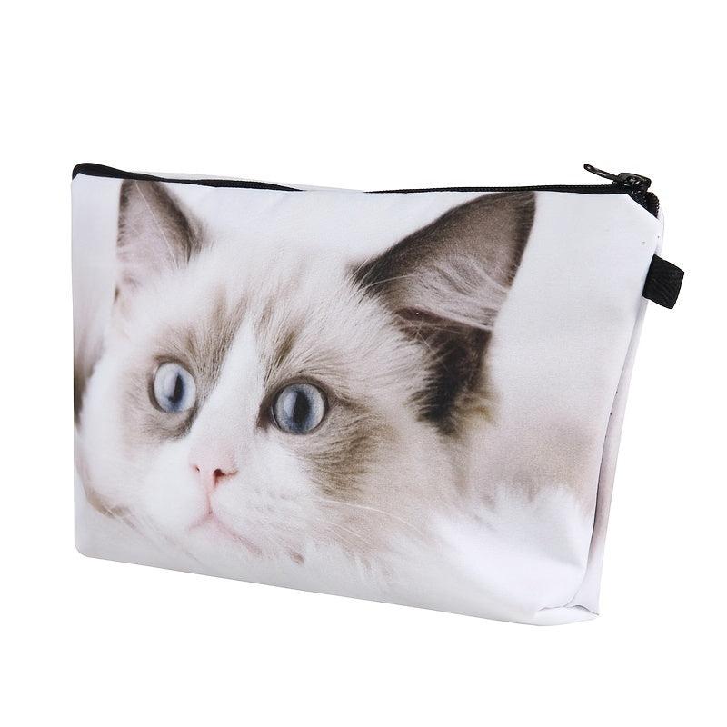 Stylish Cat Pattern Travel Makeup Bag