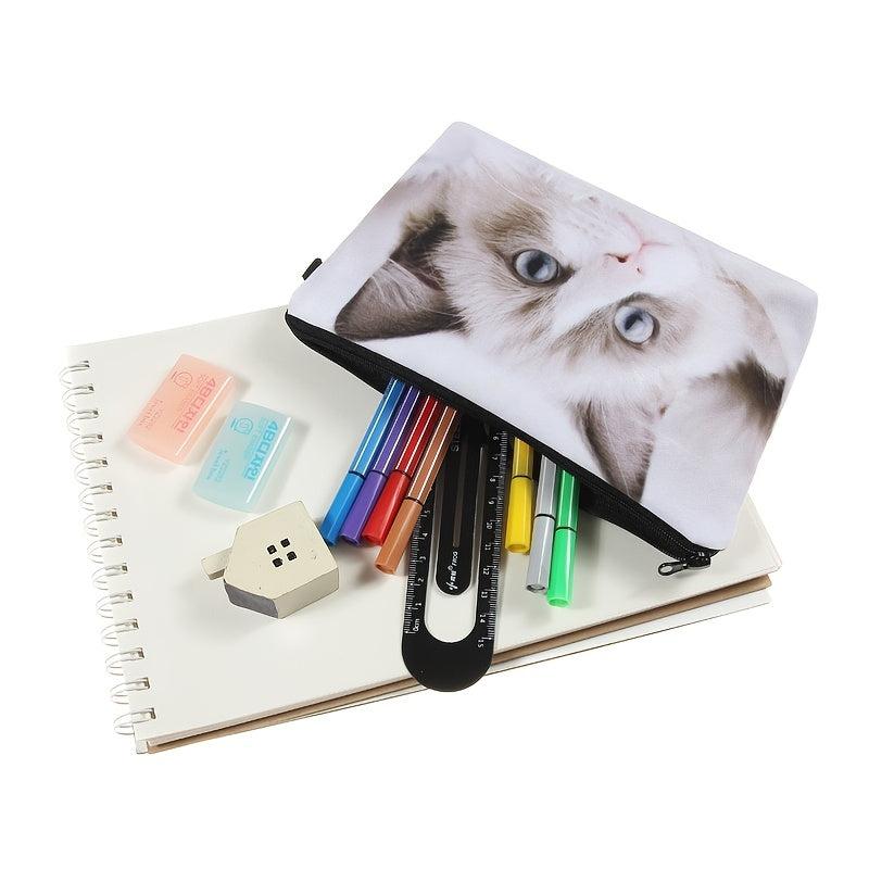 Stylish Cat Pattern Travel Makeup Bag