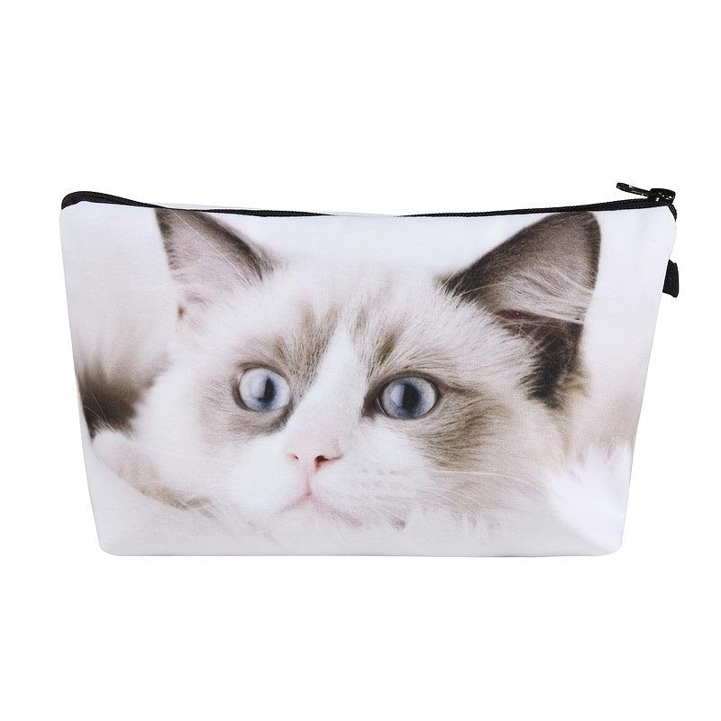 Stylish Cat Pattern Travel Makeup Bag
