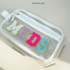 SPF Makeup Bag with Preppy Letter Patch for Teen Girls and Women