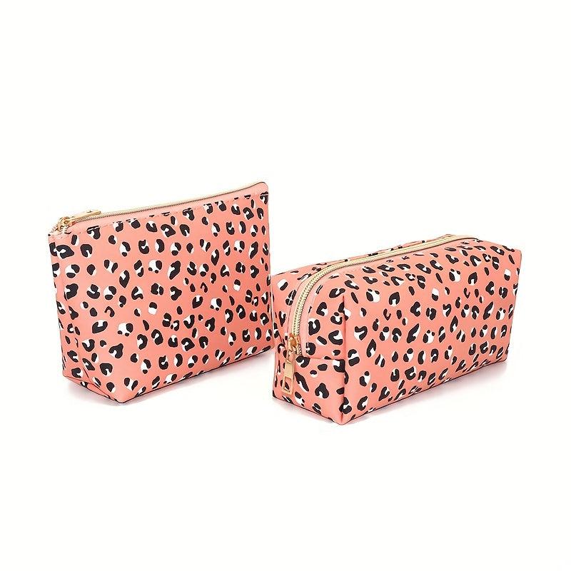 Leopard Print Cosmetic Bag Roomy Makeup Pouch Water Resistant Toiletry Bag