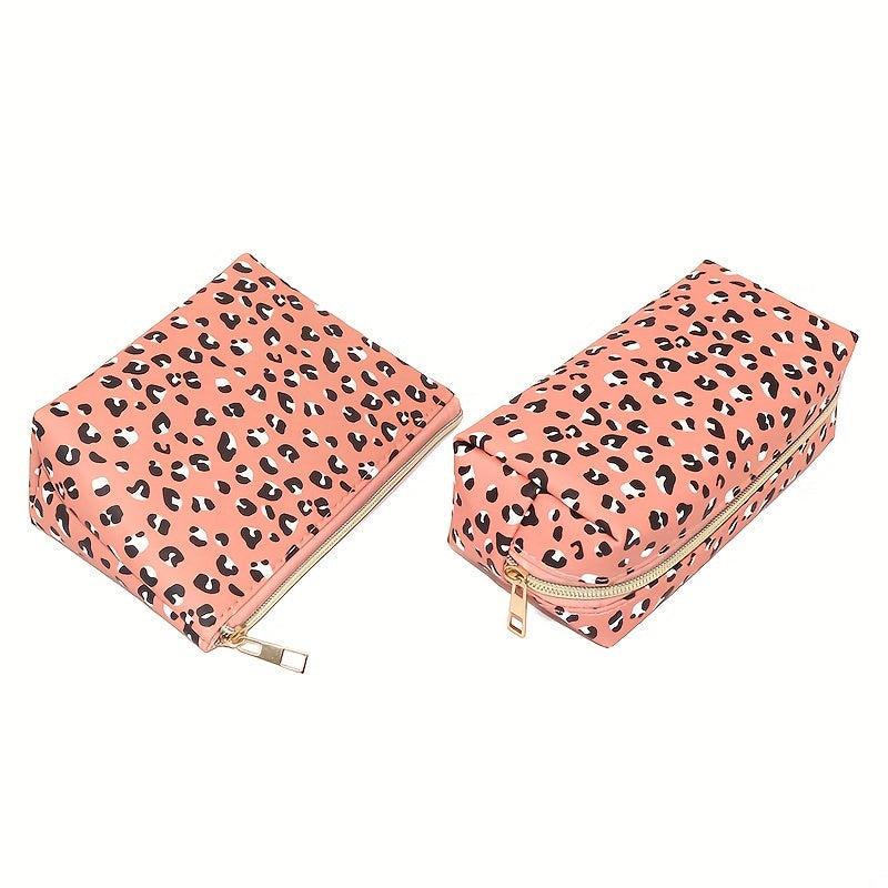 Leopard Print Cosmetic Bag Roomy Makeup Pouch Water Resistant Toiletry Bag
