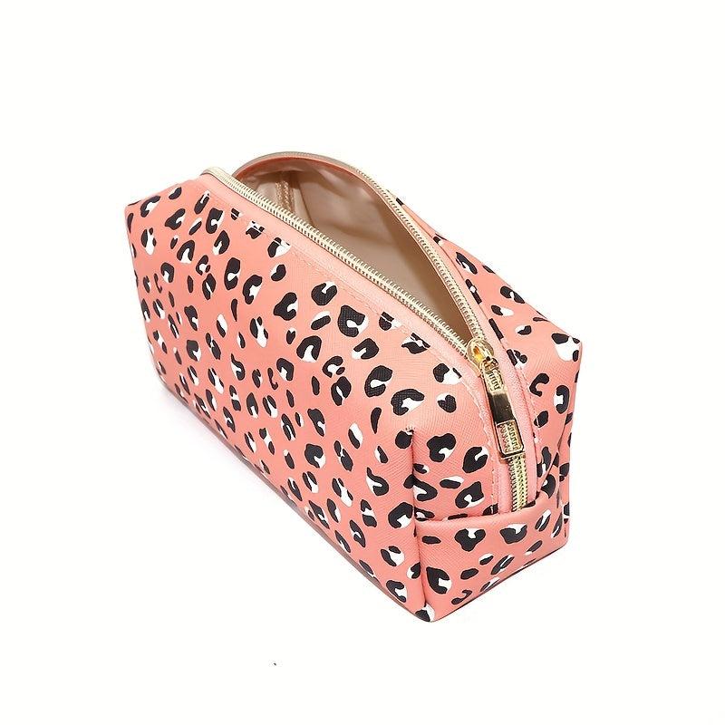 Leopard Print Cosmetic Bag Roomy Makeup Pouch Water Resistant Toiletry Bag