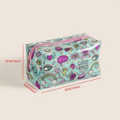 Rainbow Heart Pattern Makeup Bag PVC Waterproof Zipper Pouch