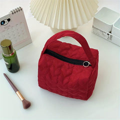 Heart Quilted Travel Makeup Bag Portable Cosmetic Bag