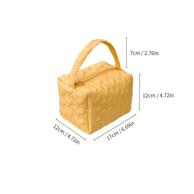 Heart Quilted Travel Makeup Bag Portable Cosmetic Bag