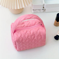 Heart Quilted Travel Makeup Bag Portable Cosmetic Bag
