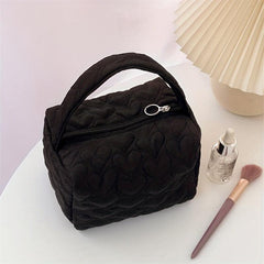 Heart Quilted Travel Makeup Bag Portable Cosmetic Bag