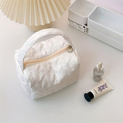 Heart Quilted Travel Makeup Bag Portable Cosmetic Bag