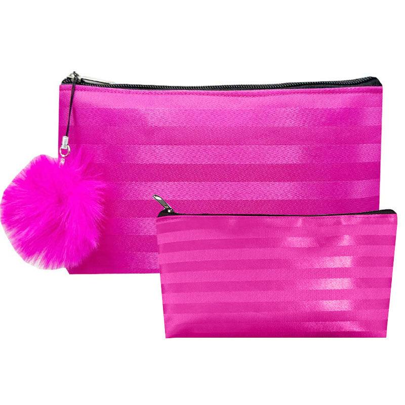 2Pcs Stripes Pattern Makeup Pouch & Waterproof Cosmetic Bags