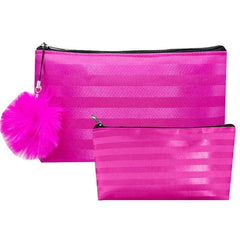 2Pcs Stripes Pattern Makeup Pouch & Waterproof Cosmetic Bags
