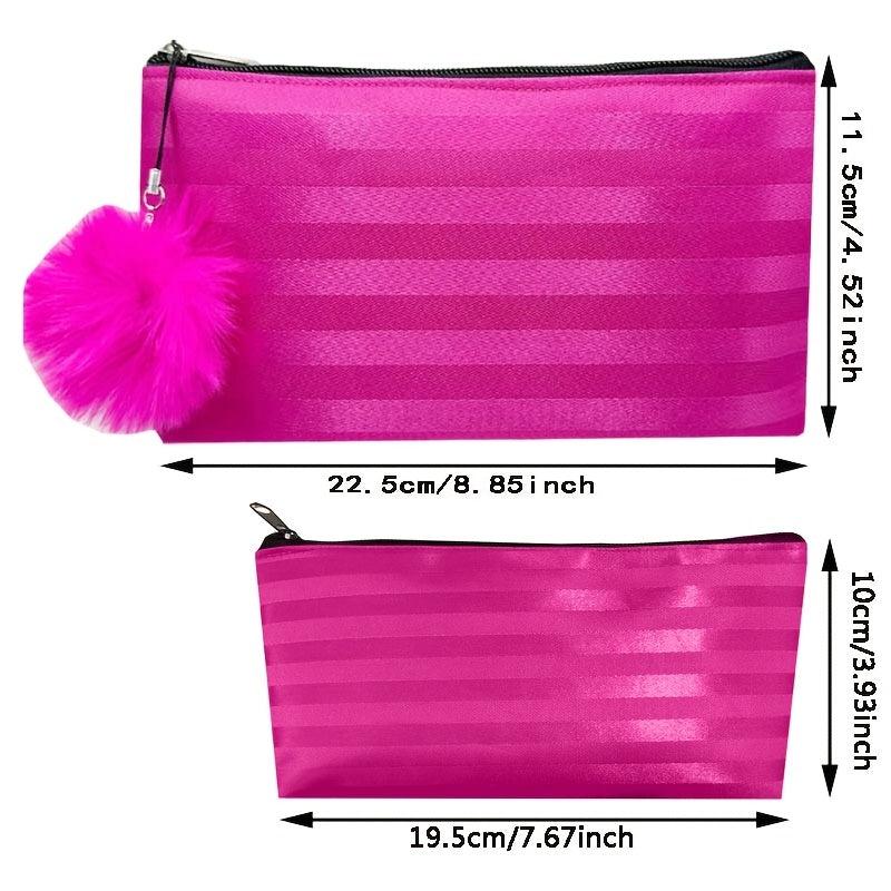 2Pcs Stripes Pattern Makeup Pouch & Waterproof Cosmetic Bags