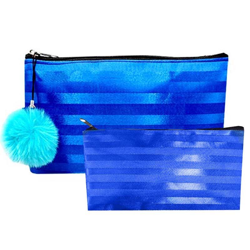 2Pcs Stripes Pattern Makeup Pouch & Waterproof Cosmetic Bags