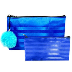 2Pcs Stripes Pattern Makeup Pouch & Waterproof Cosmetic Bags