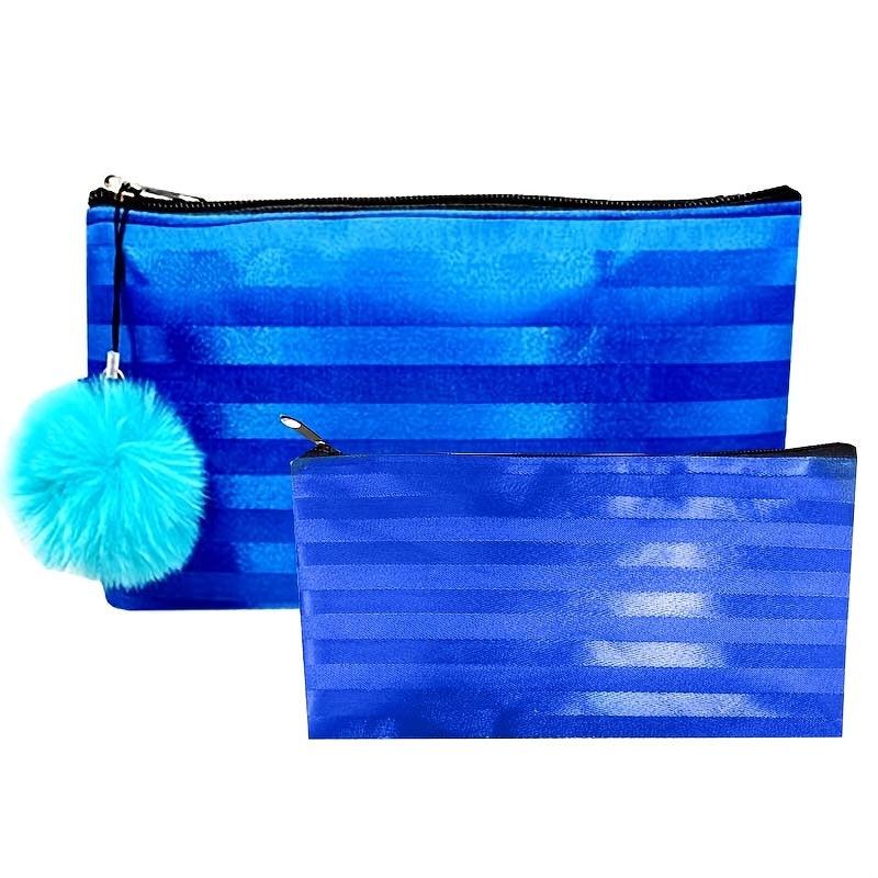 2Pcs Stripes Pattern Makeup Pouch & Waterproof Cosmetic Bags