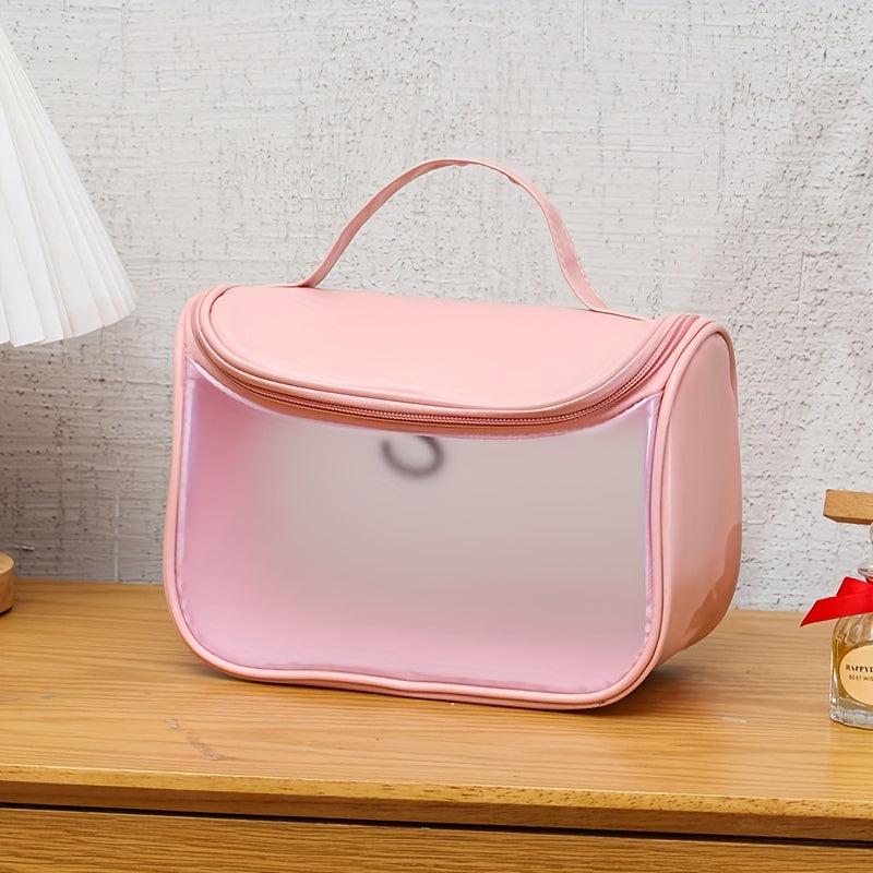 Translucent Makeup Bag With Hanging Hook Large PU Make Up Bag