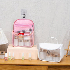 Translucent Makeup Bag With Hanging Hook Large PU Make Up Bag