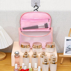 Translucent Makeup Bag With Hanging Hook Large PU Make Up Bag