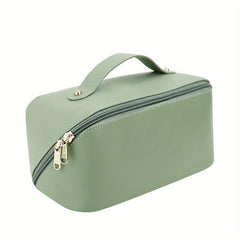 Large Capacity Travel Cosmetic Bag Open Flat Waterproof PU Leather Makeup Bag