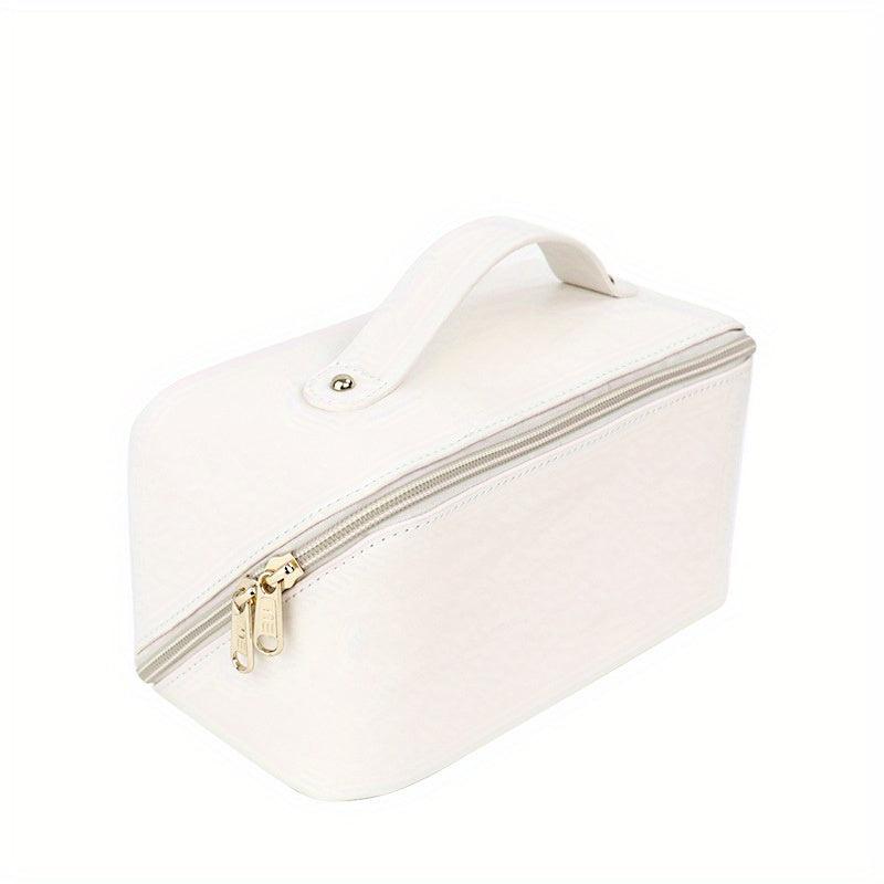 Large Capacity Travel Cosmetic Bag Open Flat Waterproof PU Leather Makeup Bag