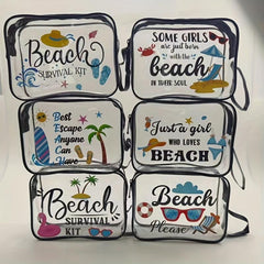 Printed Cosmetic Bag Transparent PVC Toiletry Bag Waterproof Travel Storage