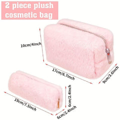 Small Makeup Bag For Purse Cosmetic Pouch Travel Toiletry Bag Fuzzy Pencil Case