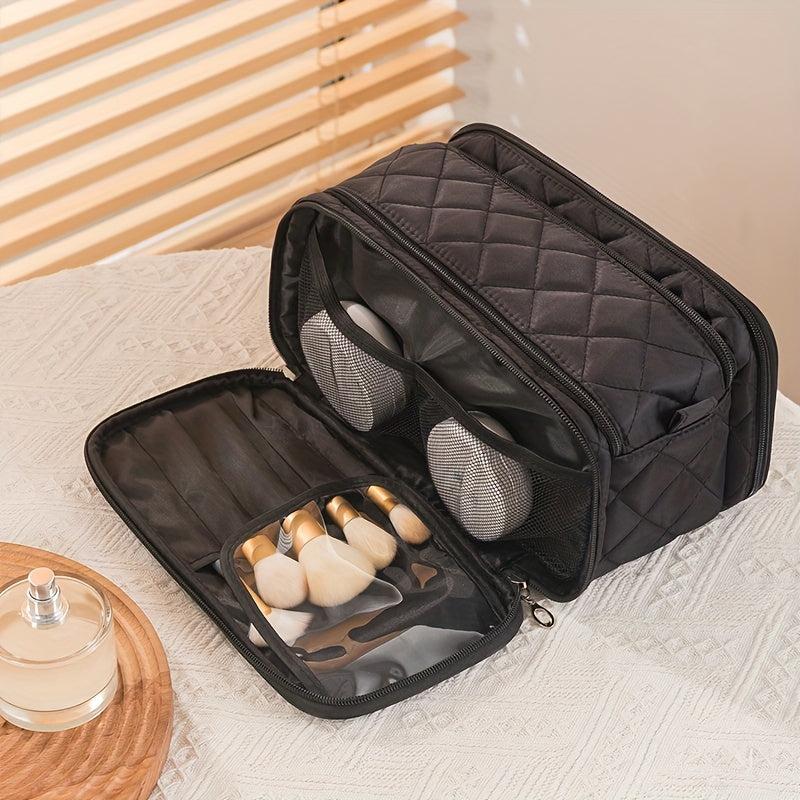Quilted Rhombus Travel Makeup Bag Large Capacity Cosmetic Bag