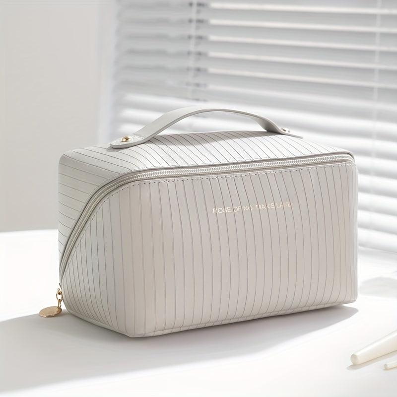 Large Capacity Travel Cosmetic Bag PU Leather Waterproof Women Portable Makeup