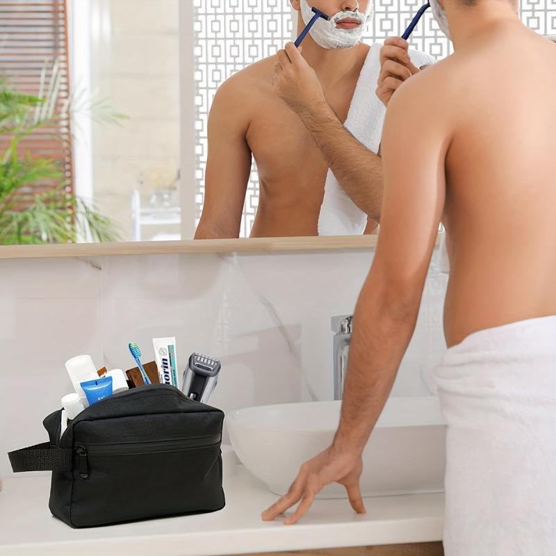 Waterproof Travel Toiletry Bag Divider Handle Shaving Brush Tools