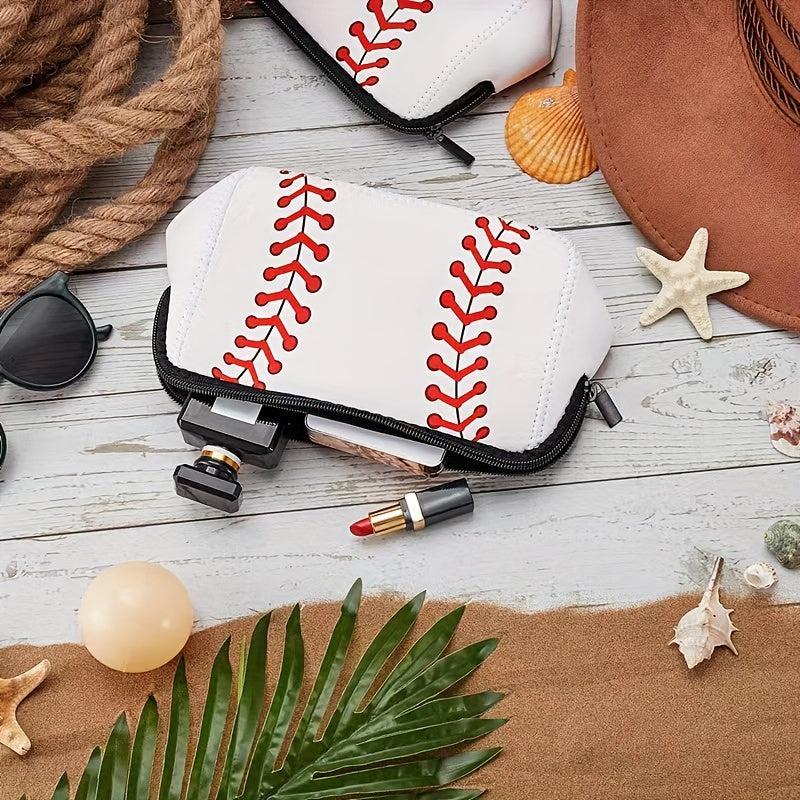 Softball Pattern Zipper Pouch Toiletry Organizer Bag