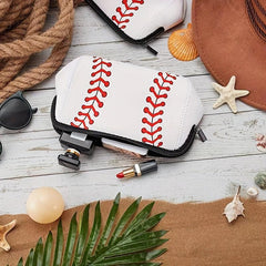Softball Pattern Zipper Pouch Toiletry Organizer Bag